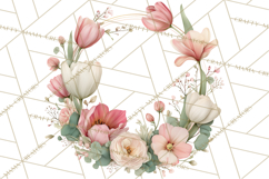 Soft Pastel Spring Floral Clipart, Pink Roses Tulips Png Product Image 2