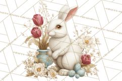 French Vintage Easter Bunny Clipart PNG, Soft Pastel Easter Product Image 4