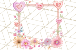 Watercolor Corner &amp; Border Clipart, Floral Frames, Heart Png Product Image 4