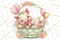 Easter Baby Animals in Baskets Clipart, Cute Lambs Png Product Image 4