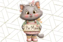 Valentine Cat Clipart PNG, Cute Valentine Cats, Kids Product Image 3