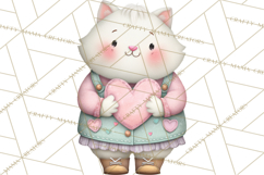 Valentine Cat Clipart PNG, Cute Valentine Cats, Kids Product Image 4