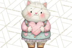 Valentine Cat Clipart PNG, Cute Valentine Cats, Kids Product Image 4
