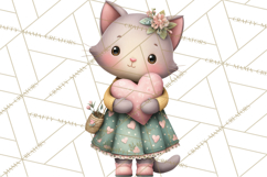 Valentine Cat Clipart PNG, Cute Valentine Cats, Kids Product Image 5