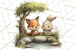 Woodland Animals Clipart, Cute Forest Animals, Foxes Png Product Image 2