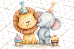 Safari Birthday Clipart PNG, Watercolor Safari Animals Product Image 4