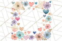 Watercolor Corner &amp; Border Clipart, Floral Frames, Heart Png Product Image 5