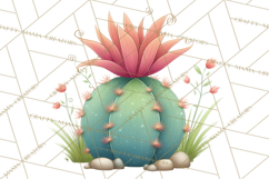 Boho Valentine Cactus Clipart PNG, Desert Romance Clip Art Product Image 5
