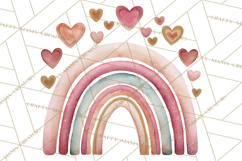 Valentine Boho Rainbow Clipart, Romantic Heart Rainbows PNG Product Image 5