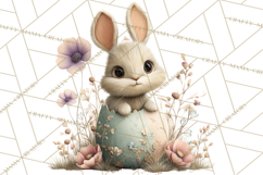 Easter Bunny Clipart PNG, Baby Bunnies in Pastel Garden Product Image 5