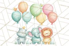 Safari Birthday Clipart PNG, Watercolor Safari Animals Product Image 2