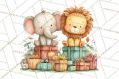 Safari Birthday Clipart PNG, Watercolor Safari Animals Product Image 3