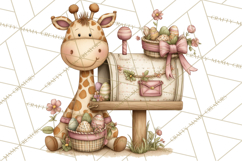 Easter Safari Animal Clipart, Cute Safari Mail PNG Product Image 3