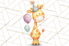 Safari Birthday Clipart PNG, Watercolor Safari Animals Product Image 4