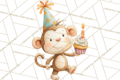 Safari Birthday Clipart PNG, Watercolor Safari Animals Product Image 2