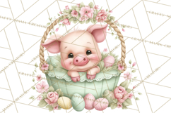 Easter Baby Animals in Baskets Clipart, Cute Lambs Png Product Image 2