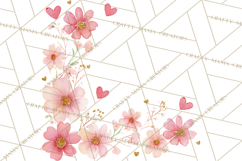 Watercolor Corner &amp; Border Clipart, Floral Frames, Heart Png Product Image 2