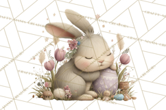 Easter Bunny Clipart PNG, Baby Bunnies in Pastel Garden Product Image 2