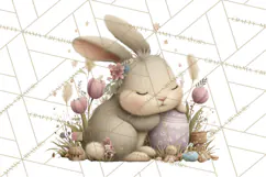 Easter Bunny Clipart PNG, Baby Bunnies in Pastel Garden Product Image 2