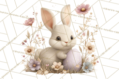 Easter Bunny Clipart PNG, Baby Bunnies in Pastel Garden Product Image 3