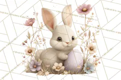 Easter Bunny Clipart PNG, Baby Bunnies in Pastel Garden Product Image 3