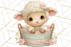 Easter Baby Animals in Baskets Clipart, Cute Lambs Png Product Image 3