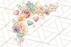 Watercolor Corner &amp; Border Clipart, Floral Frames, Heart Png Product Image 3