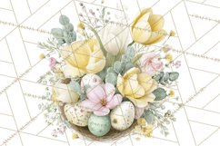Easter Floral Clipart, Watercolor Spring Flowers Png Product Image 3