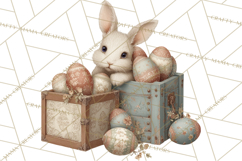 French Vintage Easter Bunny Clipart PNG, Soft Pastel Easter Product Image 3