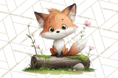 Woodland Animals Clipart, Cute Forest Animals, Foxes Png Product Image 3