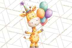 Safari Birthday Clipart PNG, Watercolor Safari Animals Product Image 3