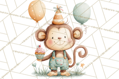 Safari Birthday Clipart PNG, Watercolor Safari Animals Product Image 2