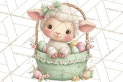 Easter Baby Animals in Baskets Clipart, Cute Lambs Png Product Image 4