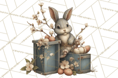 French Vintage Easter Bunny Clipart PNG, Soft Pastel Easter Product Image 4