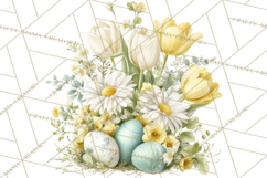 Easter Floral Clipart, Watercolor Spring Flowers Png Product Image 4