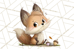 Woodland Animals Clipart, Cute Forest Animals, Foxes Png Product Image 3
