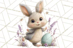 Easter Bunny Clipart PNG, Baby Bunnies in Pastel Garden Product Image 5