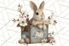 French Vintage Easter Bunny Clipart PNG, Soft Pastel Easter Product Image 5