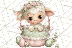 Easter Baby Animals in Baskets Clipart, Cute Lambs Png Product Image 2