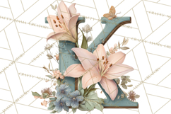 Blooming Letters Clipart, Floral Alphabet Clip Art PNG Product Image 2