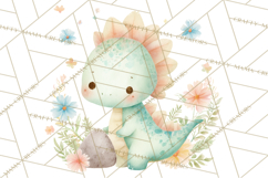 Cute Baby Dinosaurs Clipart PNG, Watercolor Dinosaur Product Image 2