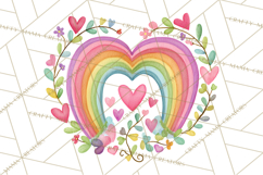 Valentine Boho Rainbow Clipart, Romantic Heart Rainbows PNG Product Image 2