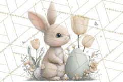 Easter Bunny Clipart PNG, Baby Bunnies in Pastel Garden Product Image 2