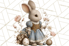 French Vintage Easter Bunny Clipart PNG, Soft Pastel Easter Product Image 3