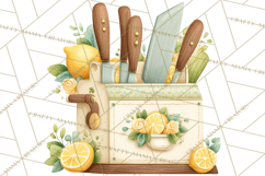 Farmhouse Lemon Kitchen Clipart, Lemon Kitchen Appliances Product Image 3