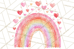Valentine Boho Rainbow Clipart, Romantic Heart Rainbows PNG Product Image 3