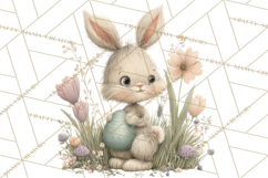 Easter Bunny Clipart PNG, Baby Bunnies in Pastel Garden Product Image 3