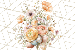 Easter Floral Clipart, Watercolor Spring Flowers Png Product Image 3