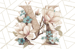 Blooming Letters Clipart, Floral Alphabet Clip Art PNG Product Image 4