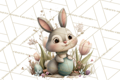 Easter Bunny Clipart PNG, Baby Bunnies in Pastel Garden Product Image 4